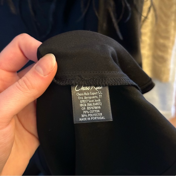 NWT Charo Ruiz Black Mini Dress w/ Ostich Feather Trim Sz L - Picture 7 of 8